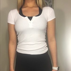 slightly cropped button up tee